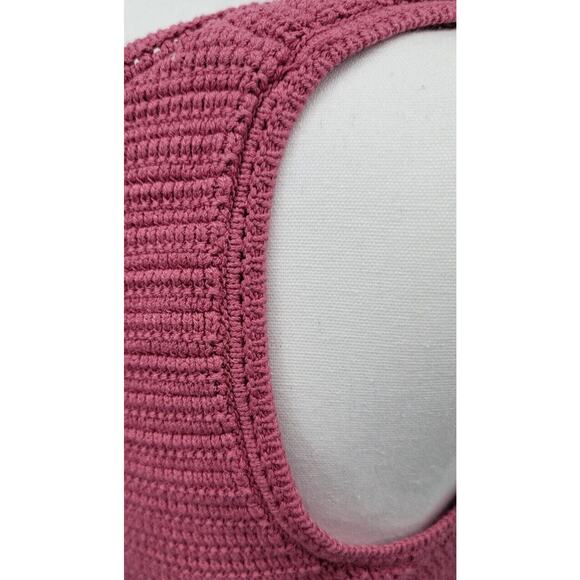 Zara Pink Knit Crop Top, Square Neck, Sleeveless, Size M, Trendy Summer Style - Picture 3 of 6